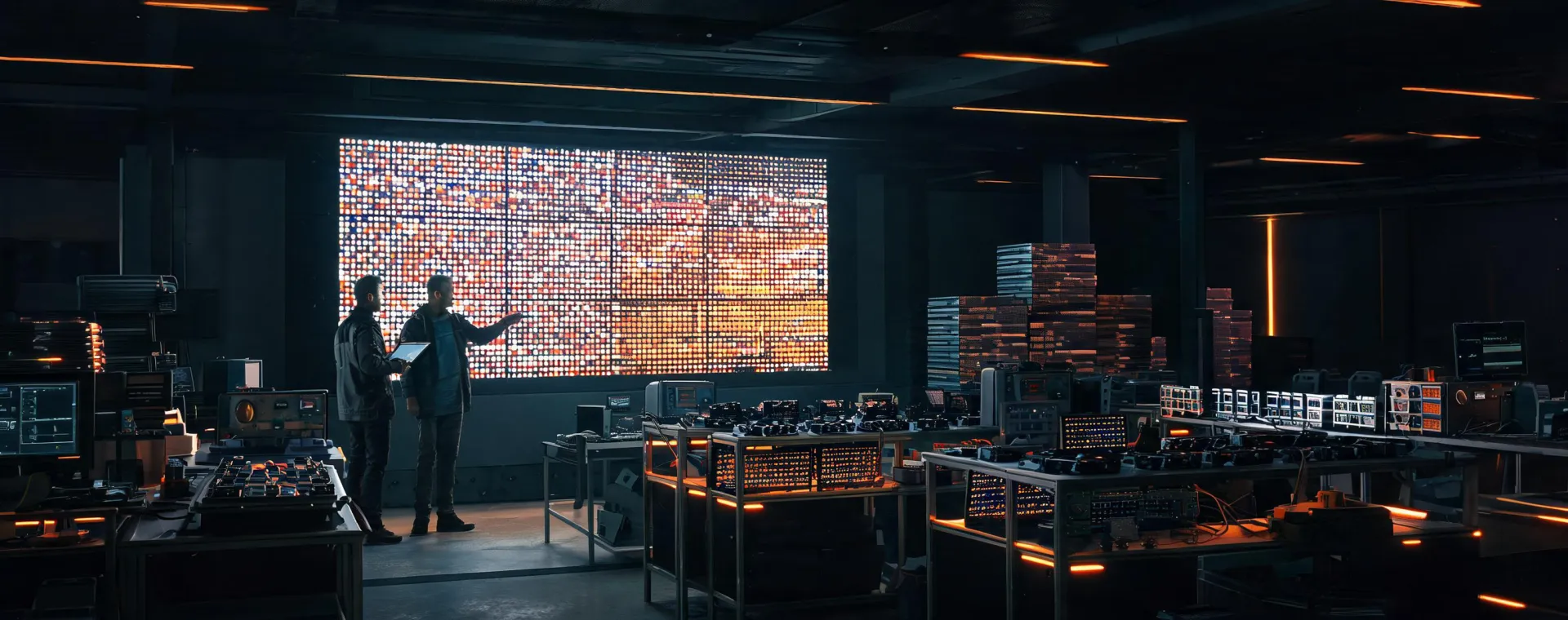 Cinematic LED display manufacturing and venue installation background