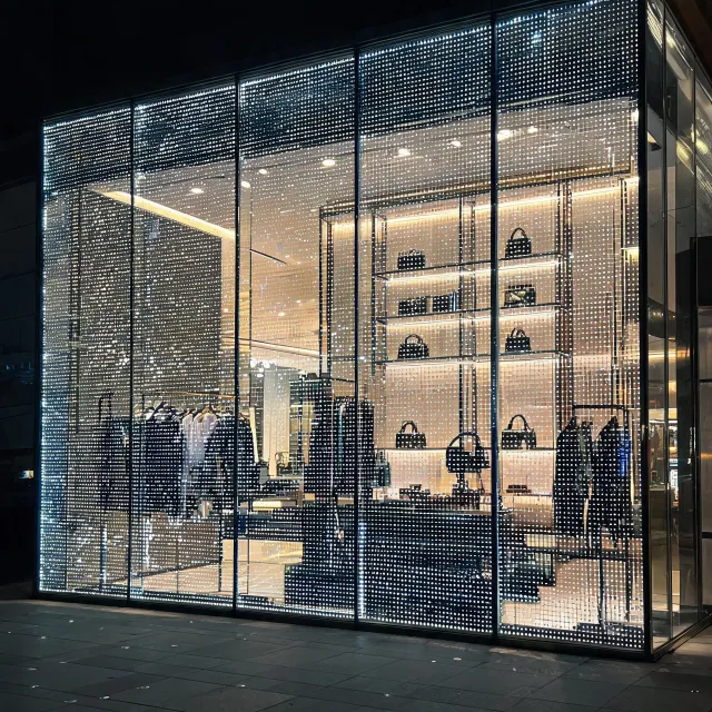 Transparent LED display in retail glass